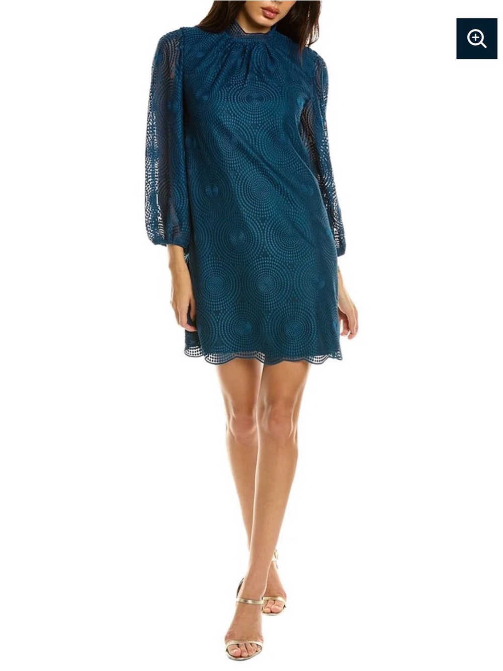 Trina Turk Palm Colony  Teal Lace High-Neck Shift Dress NWT